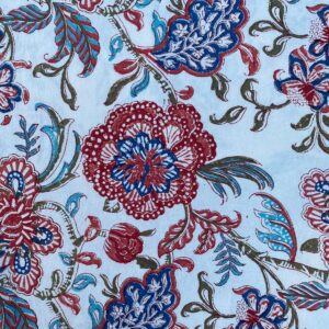 Homes&Seasons - Maroon and Dark Blue Floral on Beige Tablecloth