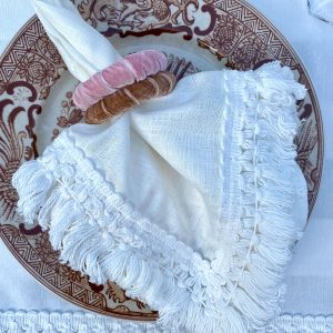 Homes&Seasons - Samornia Beyaz Saçaklı Peçete