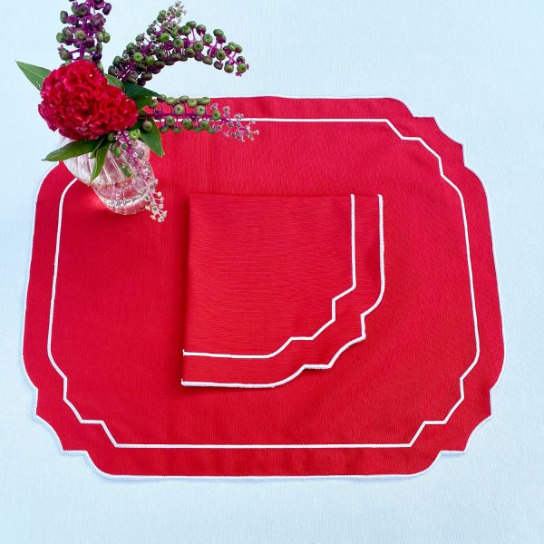 Homes&Seasons - Alice Red Placemats & Napkins Set of 4