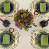 Alexa Green Embrodiery Placemats & Napkins - Set of 2