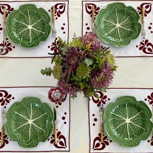 Melanie White with Ruby Embrodiery Placemats & Napkins - Set of 2